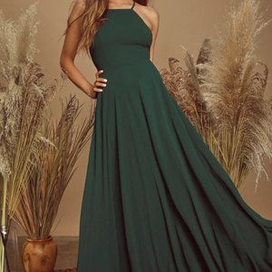 Lulus Mythical Kind of Love Dark Green Maxi Dress